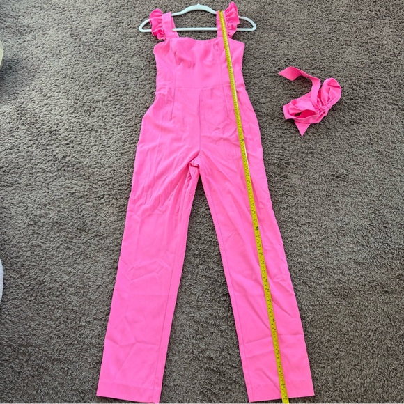 Lilly Pulitzer Eppley Neon Pink Jumpsuit Barbie Sleeveless Size XS 00 $228 - Picture 9 of 15